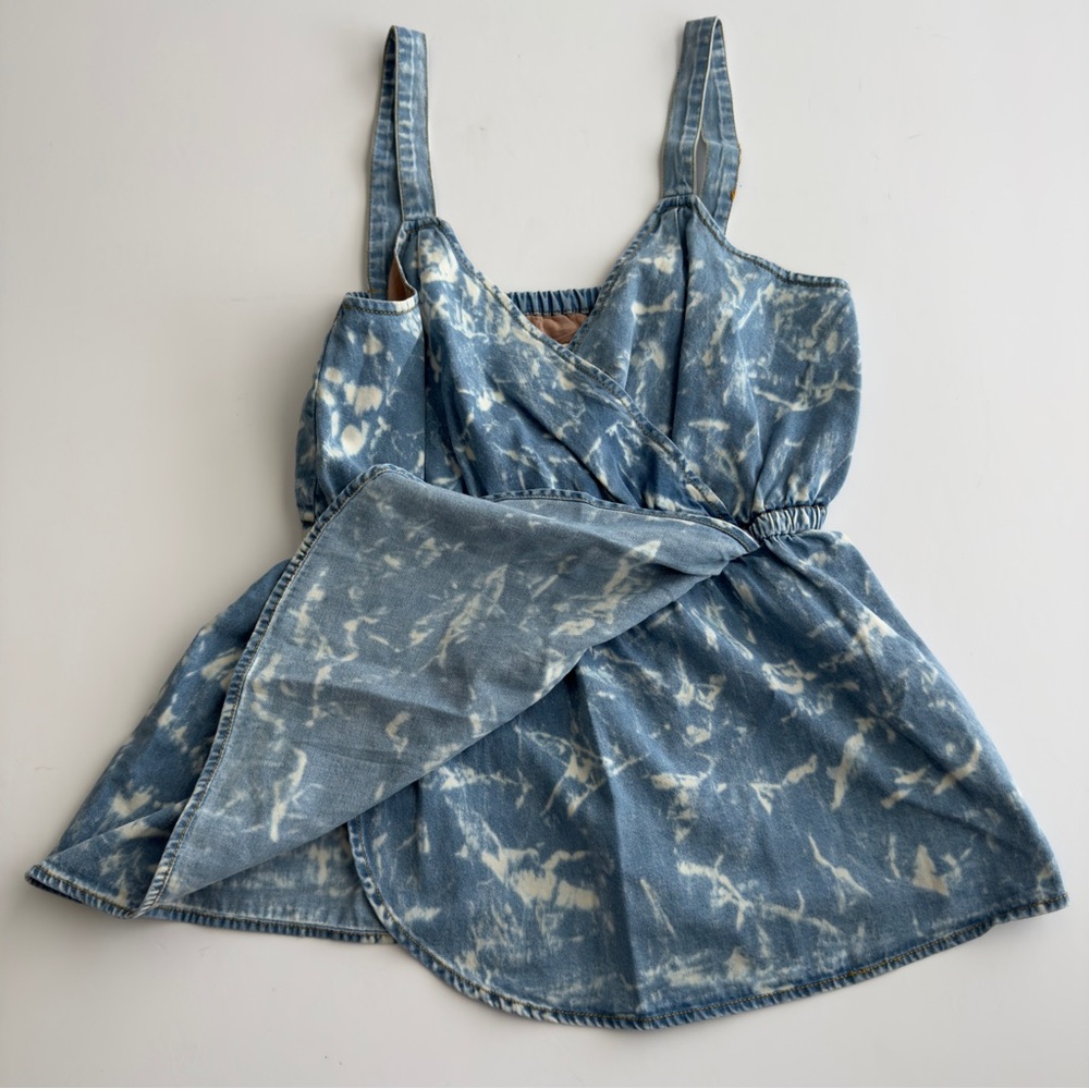 Anthropologie Porridge Small Boho Festival Summer Sky Blue Denim Top Shirt- NWT - Picture 3 of 8